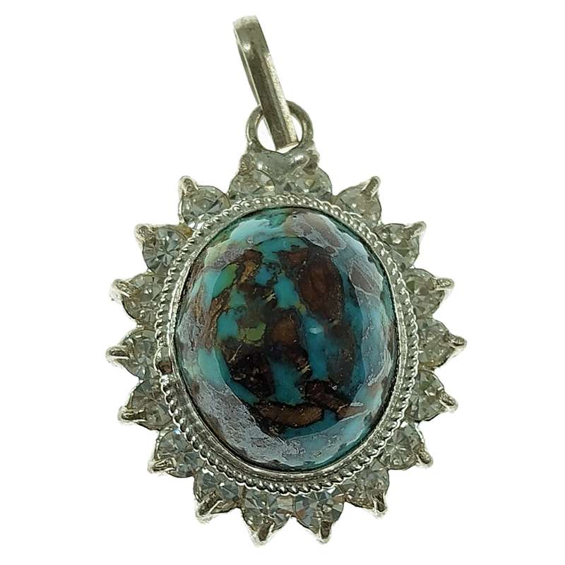 آویز گردنبند نقره زنانه سلین کالا مدل فیروزه نیشابور کد 25