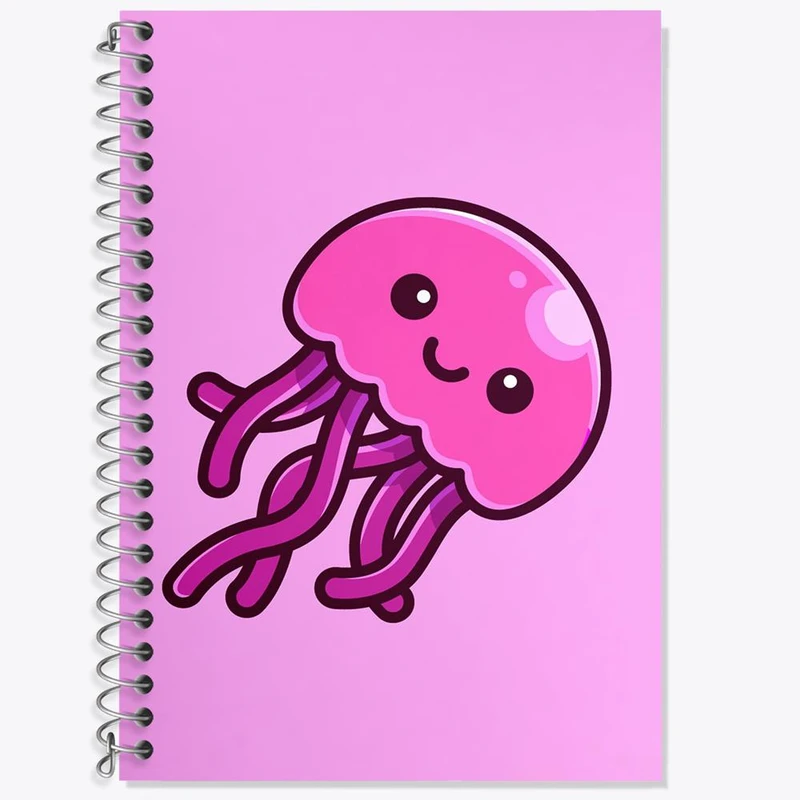 دفتر زبان 50 برگ خندالو مدل سه خط طرح حیوانات آبزی عروس دریایی کد 28162