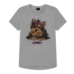 تی شرت دخترانه مدل lovely dog کد J30 رنگ طوسی