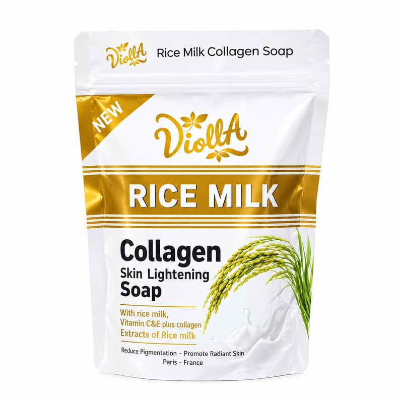  صابون شستشو صورت و بدن ویولا مدل Rice Milk مناسب برای انواع پوست وزن ۱۳۰ گرم