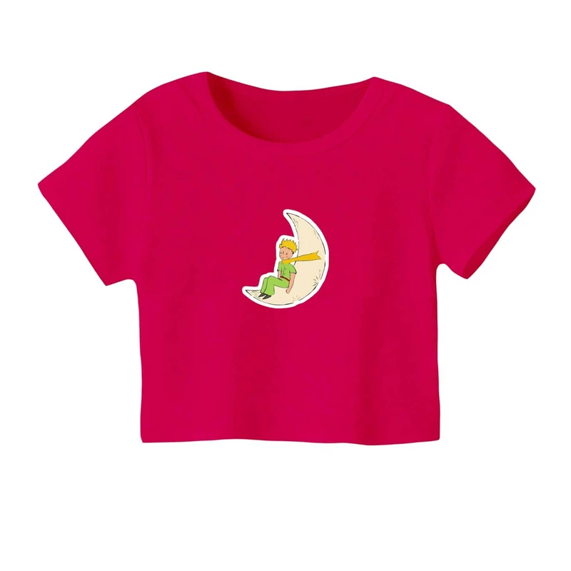 کراپ‌ تی‌شرت آستین کوتاه زنانه مدل شازده کوچولو کد 6