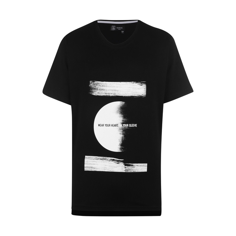 تیشرت آستین کوتاه مردانه مدل تعادل 03 رنگ  مشکی