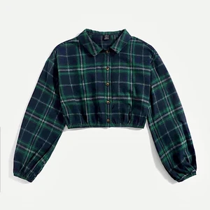 کراپ کت زنانه مدل پشمی چهارخانه