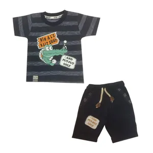 ست تی شرت و شلوارک نوزادی پسرانه طرح دایناسور