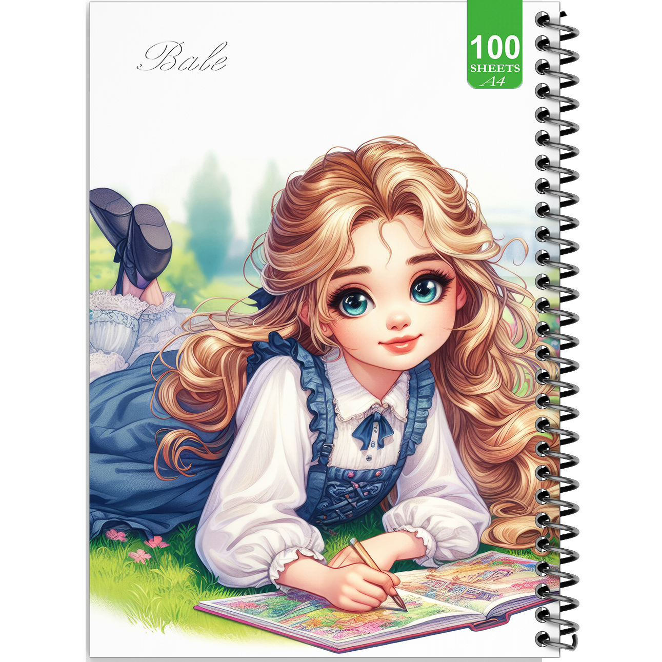 دفتر نقاشی 100 برگ بله طرح فانتزی دختر نقاش کد A4-N80