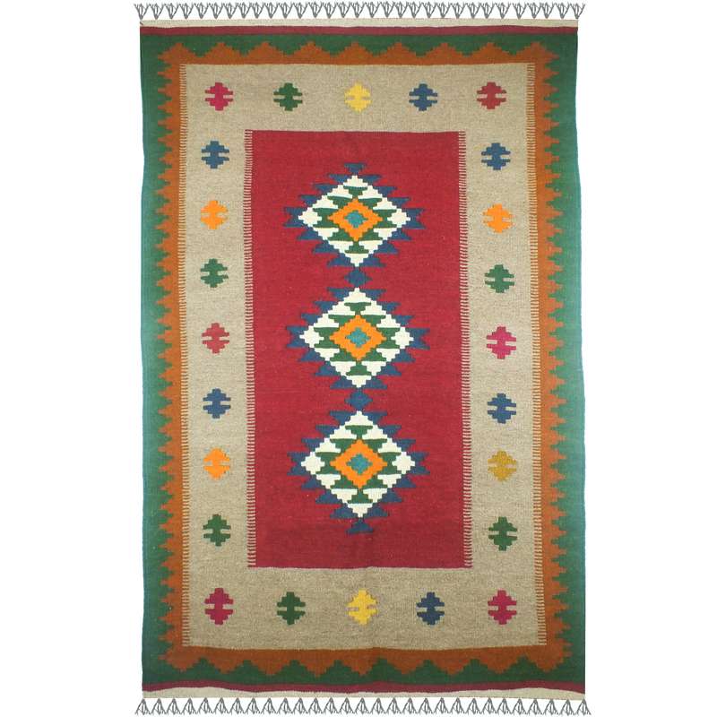 گلیم دستبافت یک و نیم متری کد zar 22341