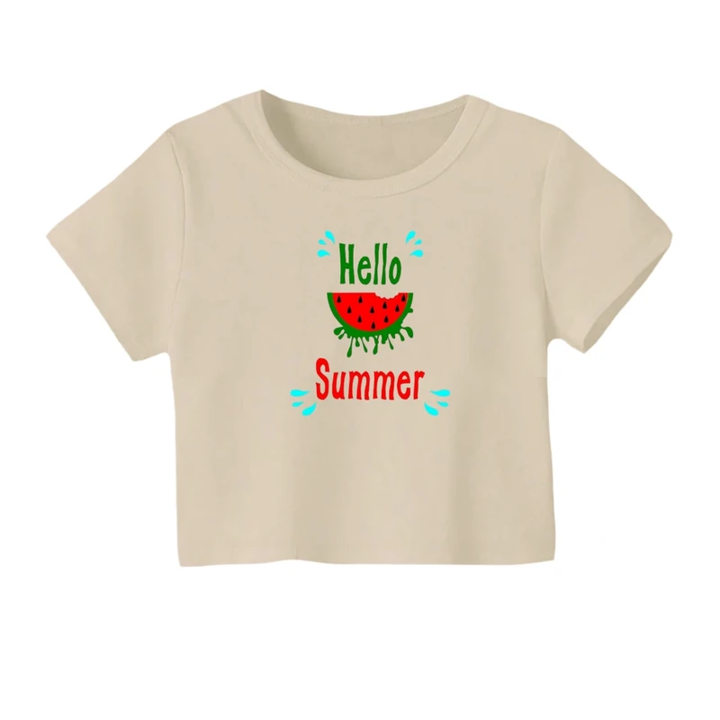 کراپ‌ تی‌شرت آستین کوتاه زنانه مدل هندوانه یلدایی کد 11