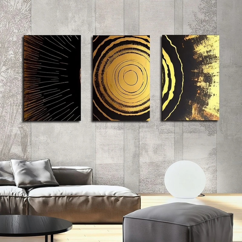 تابلو شاسی بکلیت طرح انتزاعی خورشید مدل SH-2481 مجموعه 3 عددی