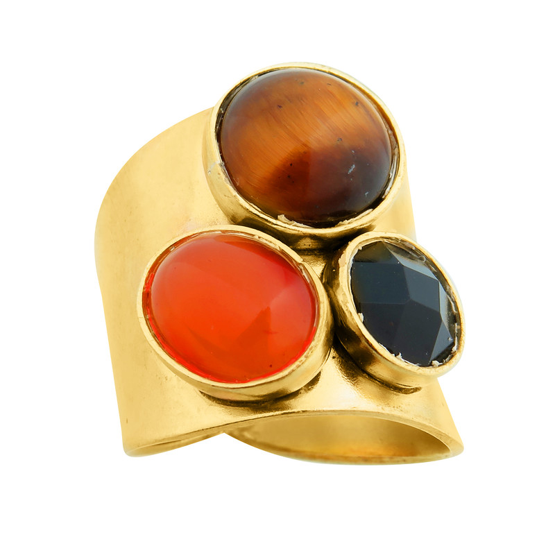 انگشتر زنانه گالری عزیزی مدل چند سنگ کد 14843