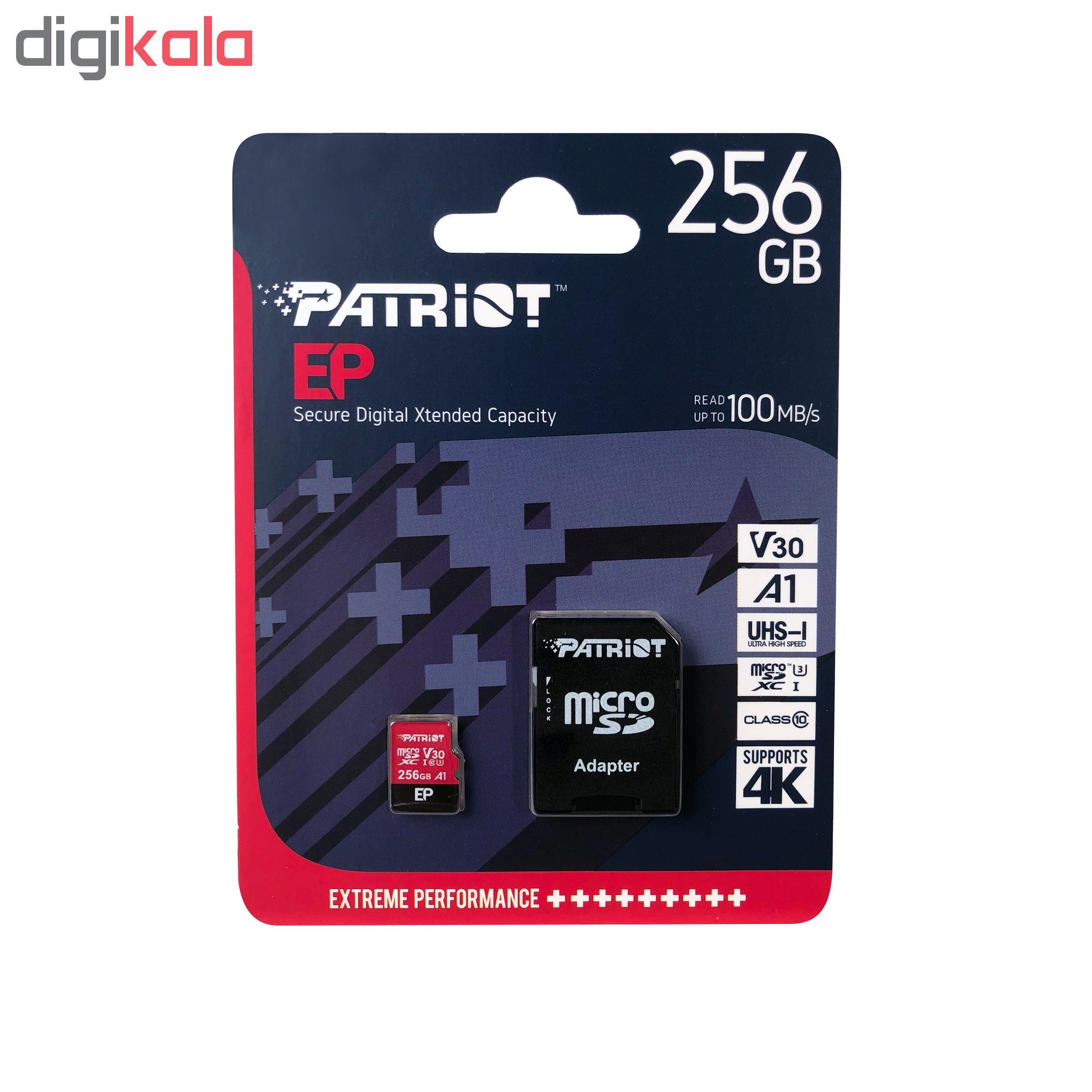 کارت حافظه microSDXC پتریوت مدل EP-V30 A1 ظرفیت 256 گیگابایت به همراه آداپتور