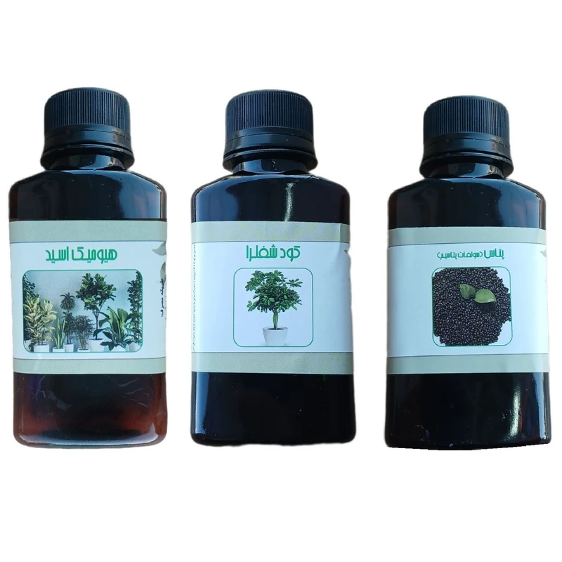 کود مایع هیومیک اسید و کود پتاس و شفلرا مدل life drop حجم 110 میلی لیتر بسته 3 عددی