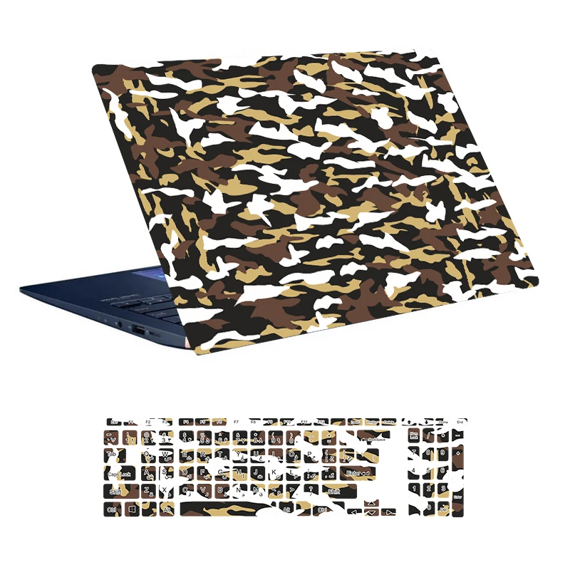 استیکر لپ تاپ توییجین و موییجین طرح Military کد 28 مناسب برای لپ تاپ 15.6 اینچ به همراه برچسب حروف فارسی کیبورد 