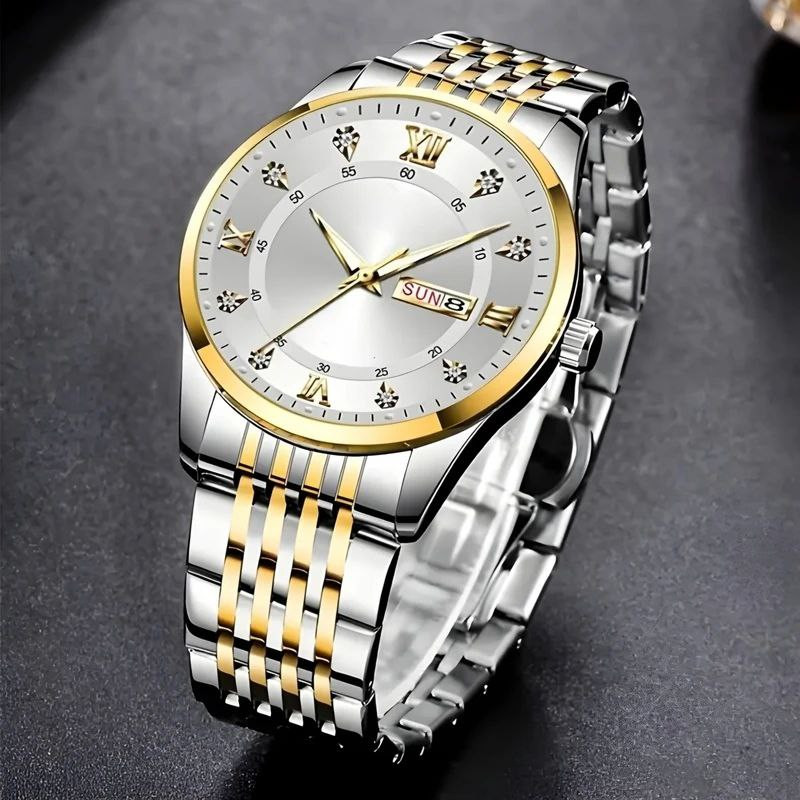 ساعت مچی عقربه‌ای مردانه کوارتز مدل دی دیت نگینی کد 06