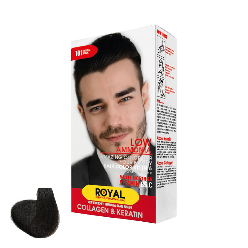 کیت رنگ مو رویال شماره 101 حجم 100 میلی لیتر رنگ مشکی طبیعی