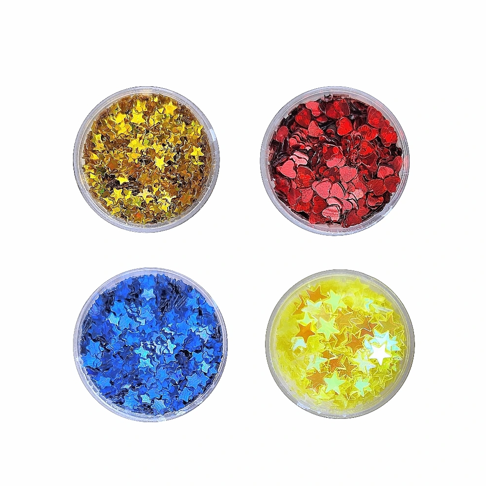 پولک ناخن مدل قلب و ستاره فانتزی مجموعه 4 عددی