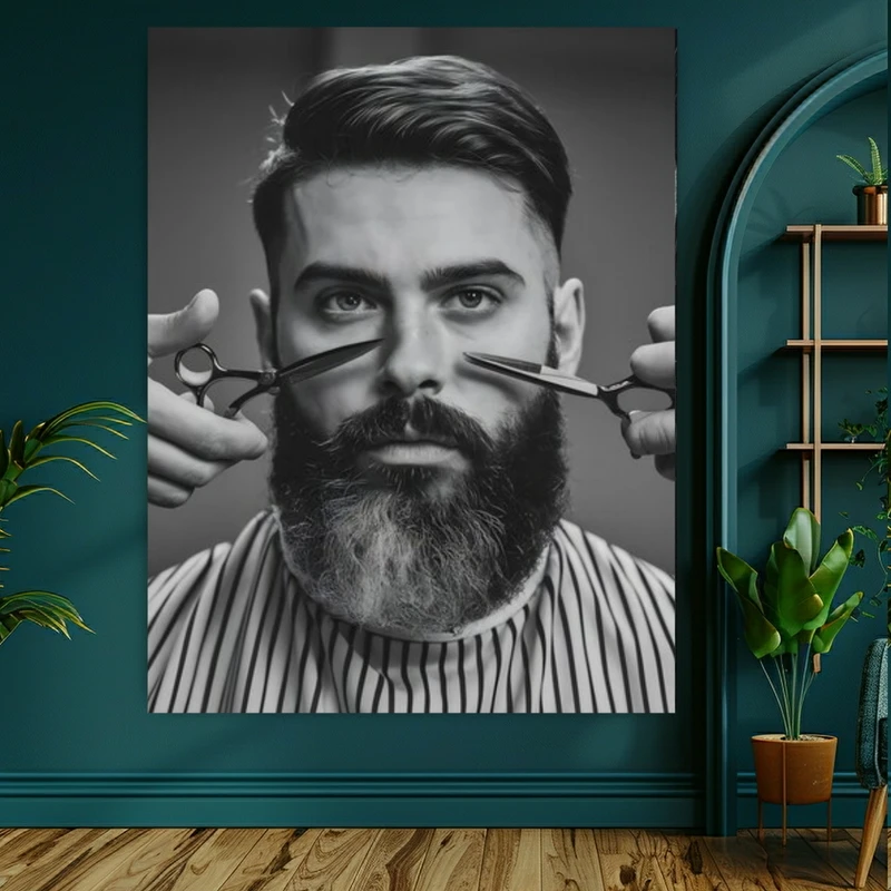 پوستر طرح آرایشگاه مردانه مدل قیچی(2) کد GR1024