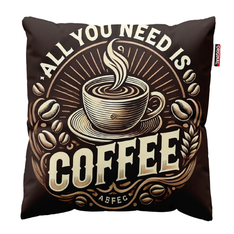 کوسن پاد آفرین طرح قهوه کافی کافه coffee کد 4046 سایز 40*40 سانتی متر