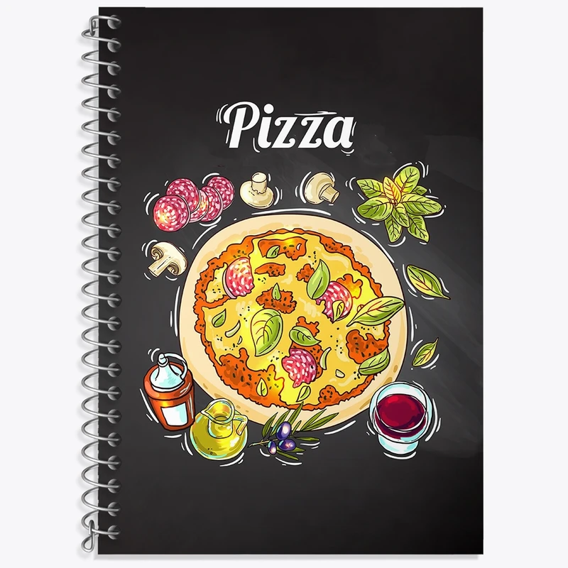 دفتر زبان 50 برگ خندالو مدل سه خط طرح پیتزا Pizza کد 31092