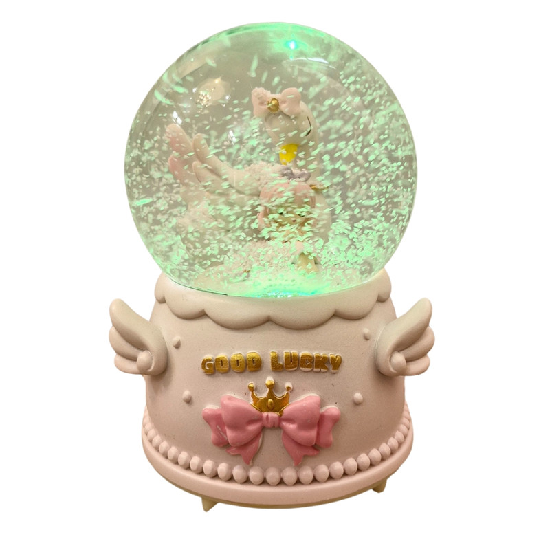 گوی موزیکال مدل پمپی قو و دختر طرح Lucky کد A02