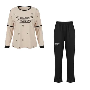 ست تی‌شرت آستین بلند و شلوار راحتی زنانه مدل پاپیون کد PJ1568