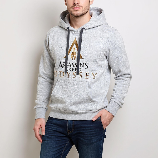 هودی مردانه طرح Assassins کد S436 رنگ طوسی