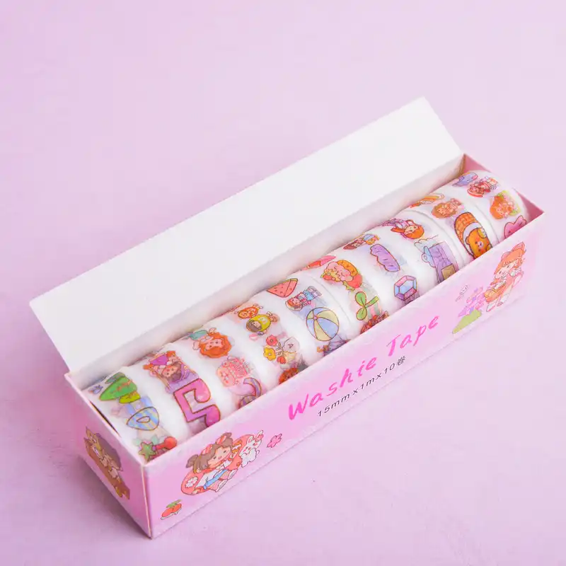 چسب نواری مدل واشی طرح فانتزی دخترانه عرض 1.5سانتی متر بسته 10 عددی