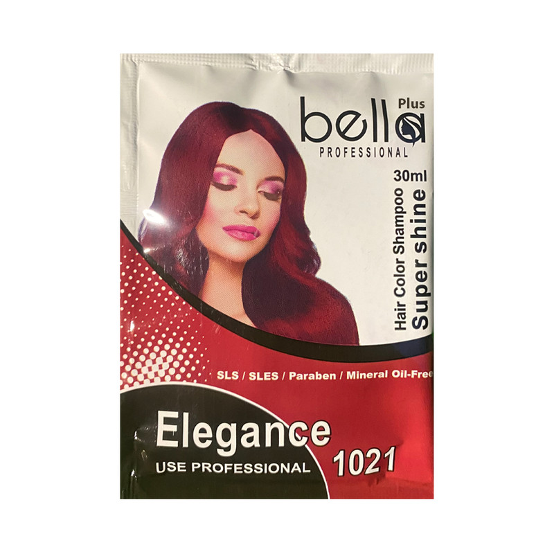 شامپو رنگ مو بلا پلاس مدل SUPERSHIN شماره 1021 حجم 30 میلی لیتر رنگ قرمز الگانس