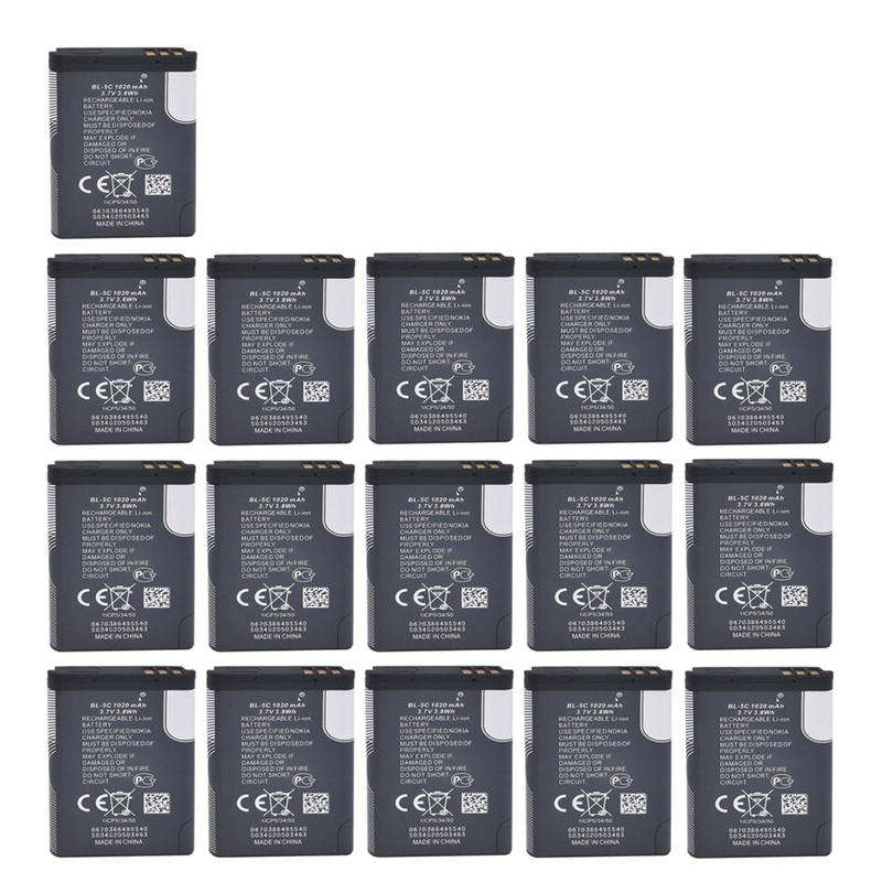 باتری موبایل مدل BL-5C با ظرفیت 1020میلی آمپرساعت مناسب برای گوشی موبایل نوکیا 5C بسته 16 عددی