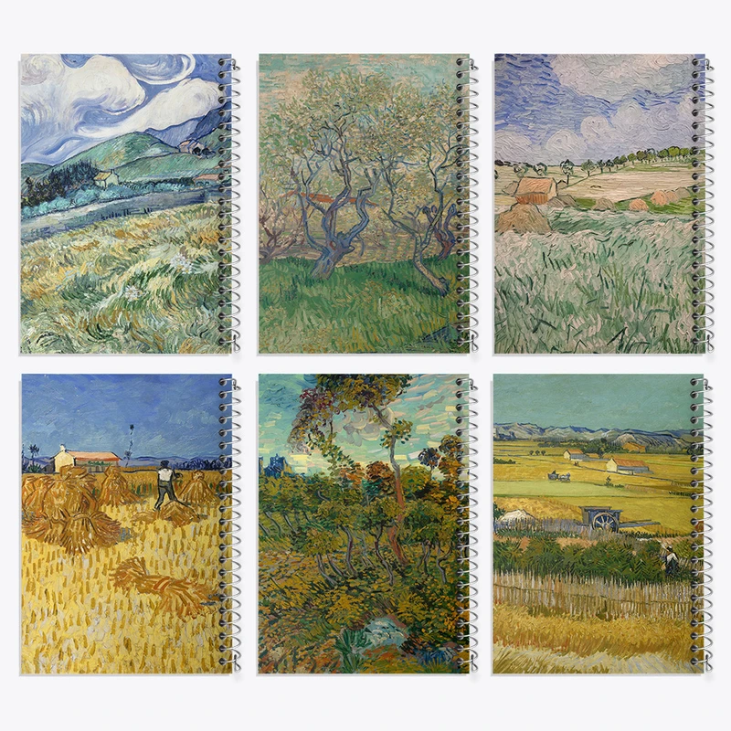 دفتر مشق 50 برگ خندالو طرح نقاشی ونسان ونگوگ کد 494 مجموعه 6 عددی