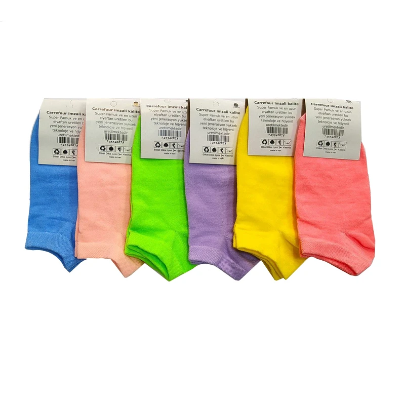 جوراب ساق کوتاه زنانه مدل 826 مجموعه 6 عددی‌