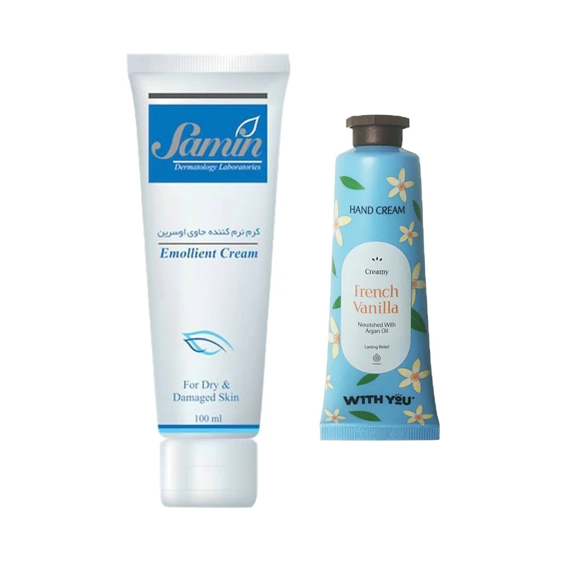 کرم نرم کننده ثمین مدل اوسرین حجم 100 میلی لیتر به همراه کرم مرطوب کننده ویت یو مدل French Vanilla حجم 50 میلی لیتر