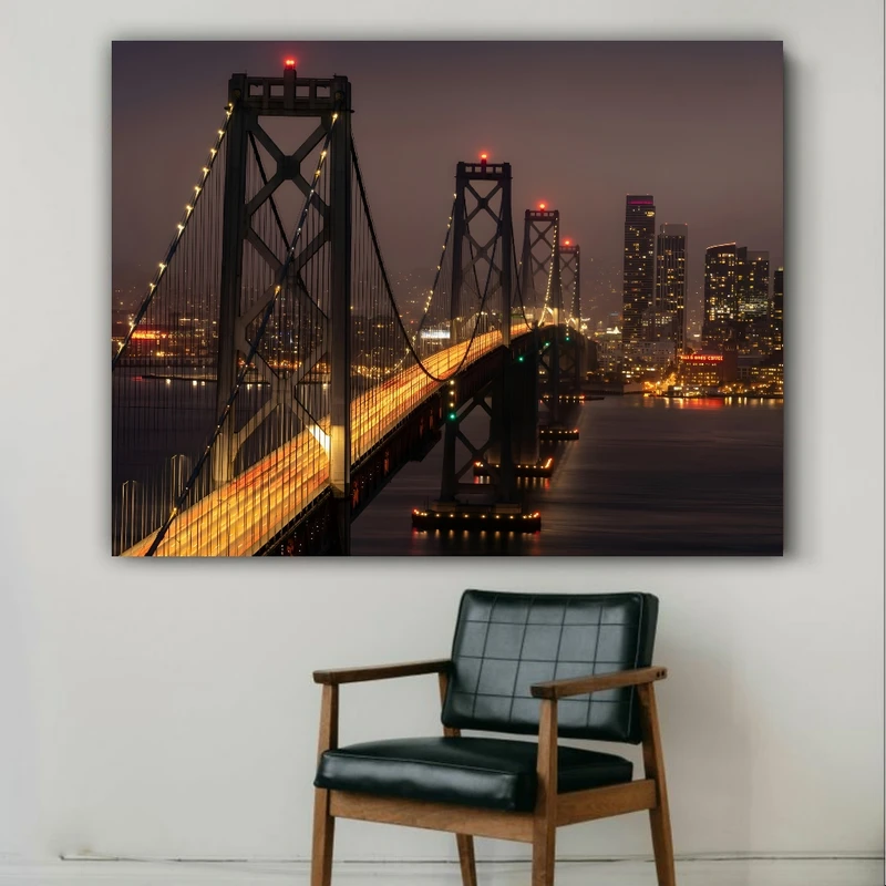 تابلو بوم طرح مخمل پل سانفرانسیسکو مدل نورانی کد BK24558