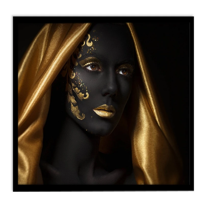 تابلو نوری بکلیت طرح آرایش طلایی زن آفریقایی مدل B-14535