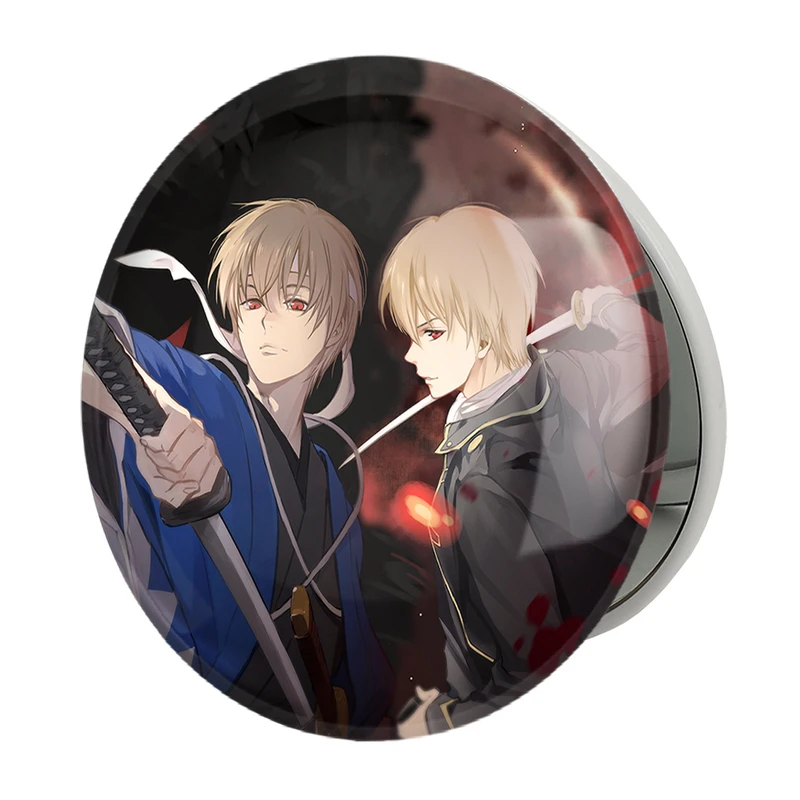 آینه جیبی خندالو طرح اوکیتو و سوباتو انیمه گینتاما مدل تاشو کد 12956 