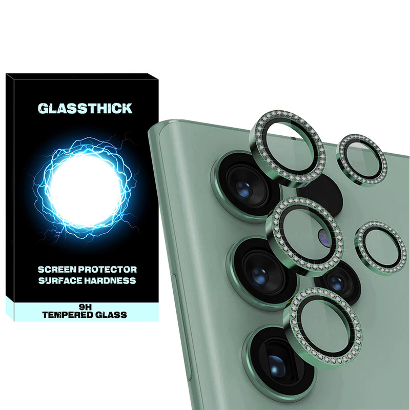 محافظ لنز دوربین گلستیک مدل Diamond style Ring مناسب برای گوشی موبایل سامسونگ Galaxy S23 Ultra