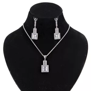 نیم ست نقره زنانه بازرگانی میلادی مدل فول نگین برلیان تراش جواهری بدون ریزش ابکاری رادیوم کد NTR_460