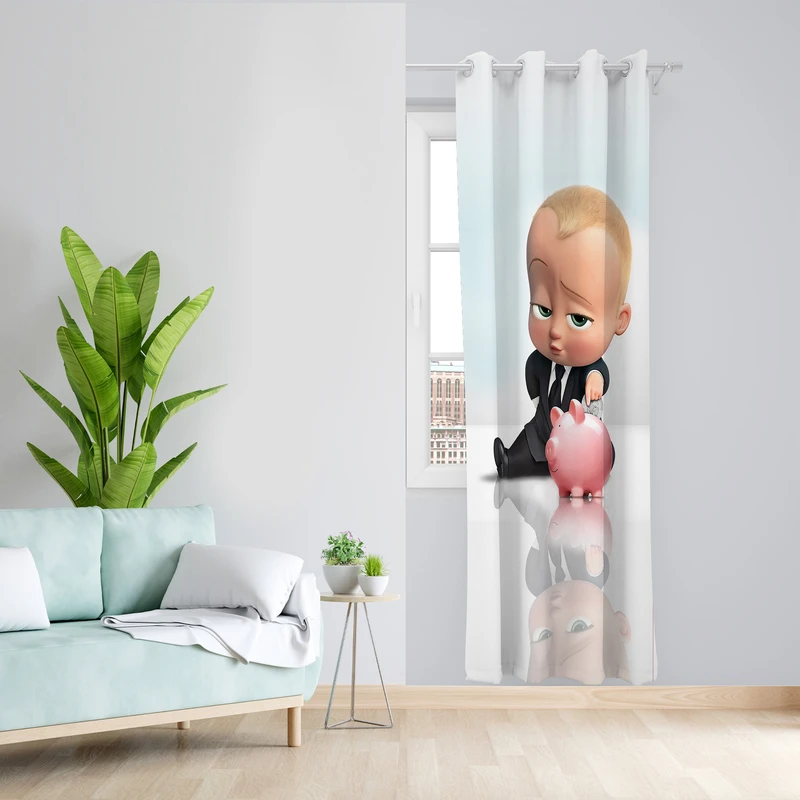 پرده طرح بچه رئیس مدل مخمل پانچی کد L 1196R Z سایز 140x200 سانتی متر