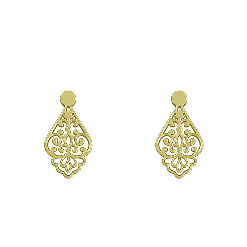 گوشواره طلا 18 عیار زنانه مدوپد مدل اسلیمی کد GA1-15303