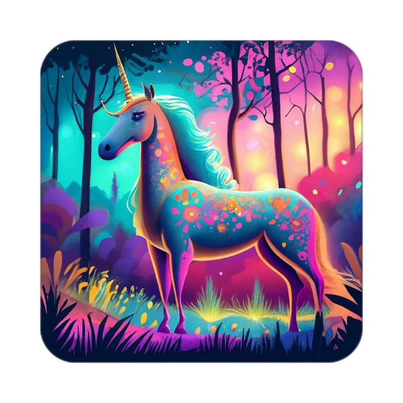 زیر لیوانی کاکتی طرح اسب تک شاخ و یونیکورن مدل mp33379