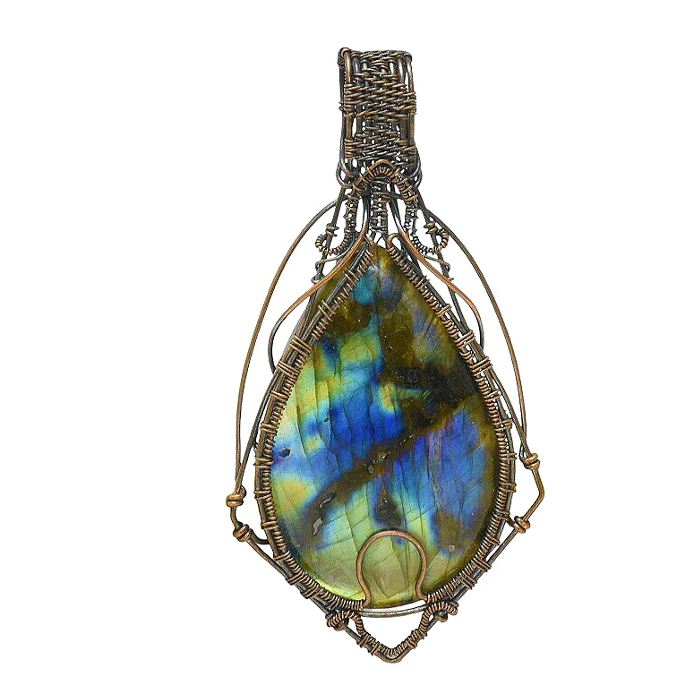 آویز گردنبند زنانه و مردانه مدل سنگ لابرادوریت رویا