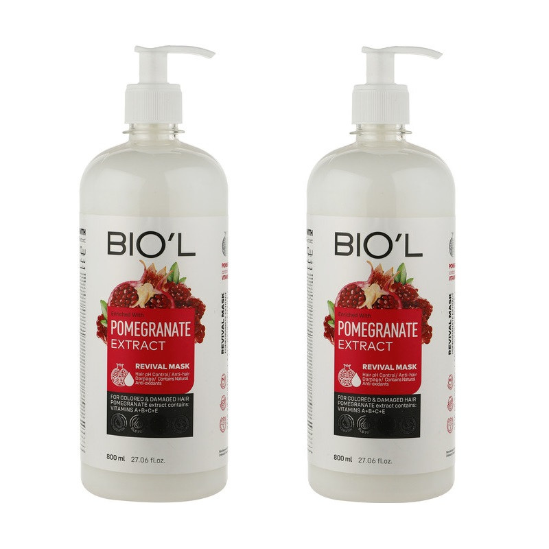ماسک مو بیول مدل POMEGRANATE EXTRACT حجم 800 میلی لیتر بسته 2 عددی ماسک مو بیول مدل POMEGRANATE EXTRACT حجم 800 میلی لیتر بسته 2 عددی