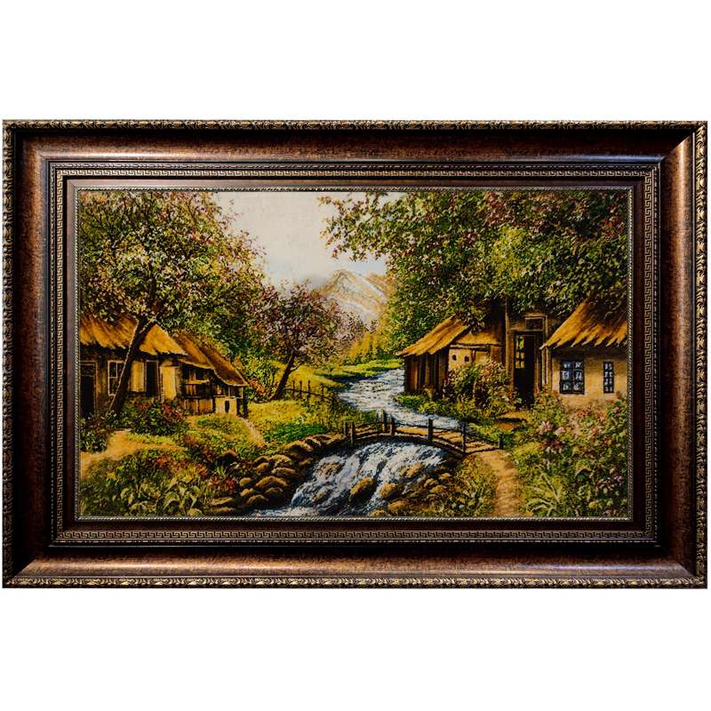 تابلو فرش دستبافت طرح دهکده و رودخانه مدل RAR162 تابلو فرش دستبافت طرح دهکده و رودخانه مدل RAR162