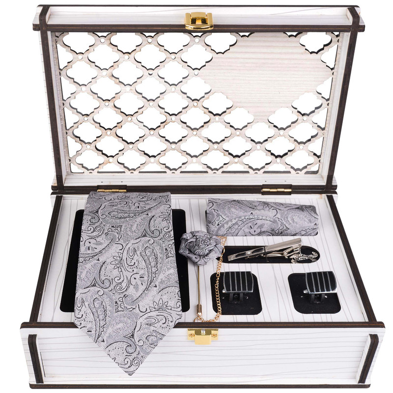 ست کراوات و دستمال جیب و دکمه سردست و گل کت مردانه جیان فرانکو روسی مدل GF-PA820-BOX