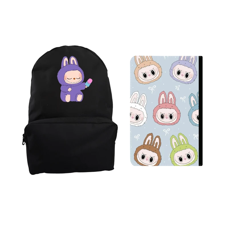 کوله پشتی مدرسه مدل عروسک لابوبو کد 938 به همراه کلاسور