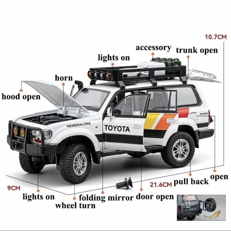 ماکت ماشین چه ژی مدل تویوتا لندکروزر Toyota Land Cruiser LC80 کد W100