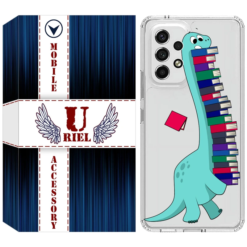 کاور یوریل مدل Clear کد 17 طرح دایناسور کتابخوان مناسب برای گوشی موبایل سامسونگ Galaxy A72
