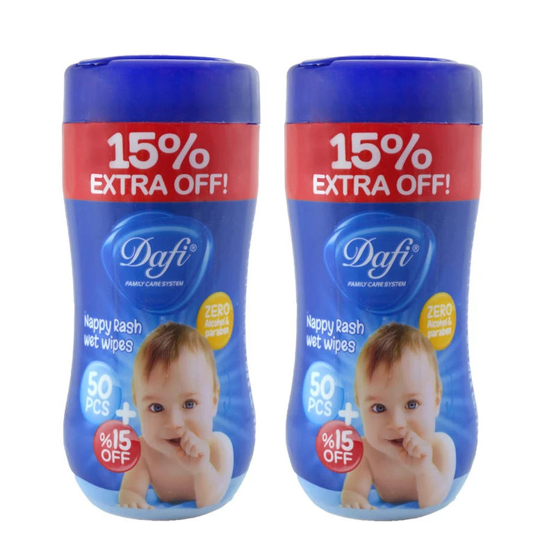 دستمال مرطوب کودک دافی مدل nappy rash مجموعه 2 عددی
