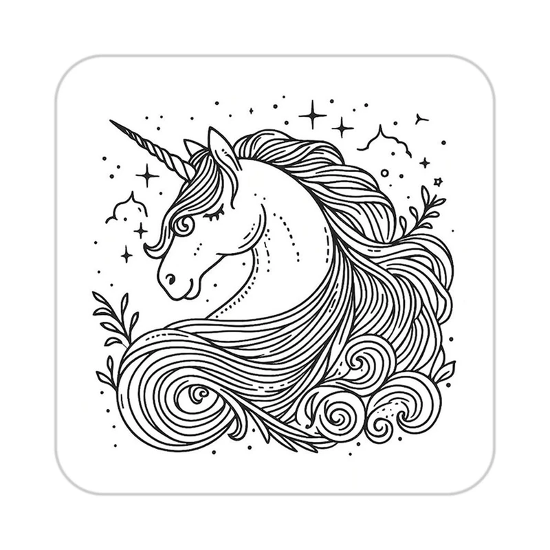 زیر لیوانی کاکتی طرح اسب تک شاخ و یونیکورن مدل mp31369