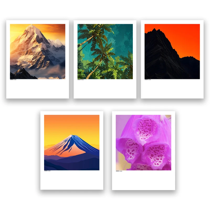 آویز تزیینی عرش مدل فانتزی منظره طبیعت کد Asa1065 مجموعه پنج عددی