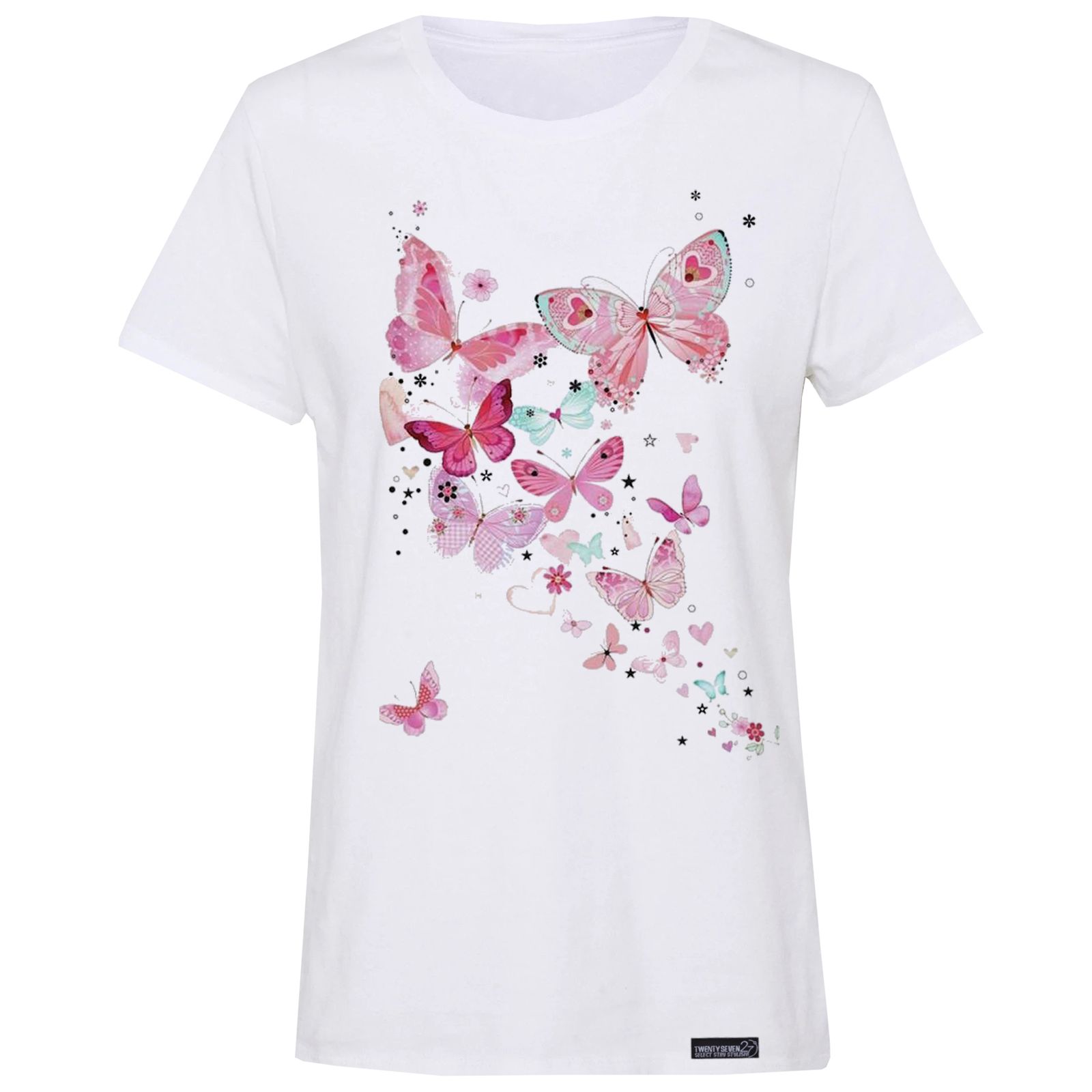 تی شرت آستین کوتاه زنانه 27 مدل پروانه کد WN829 -  - 1